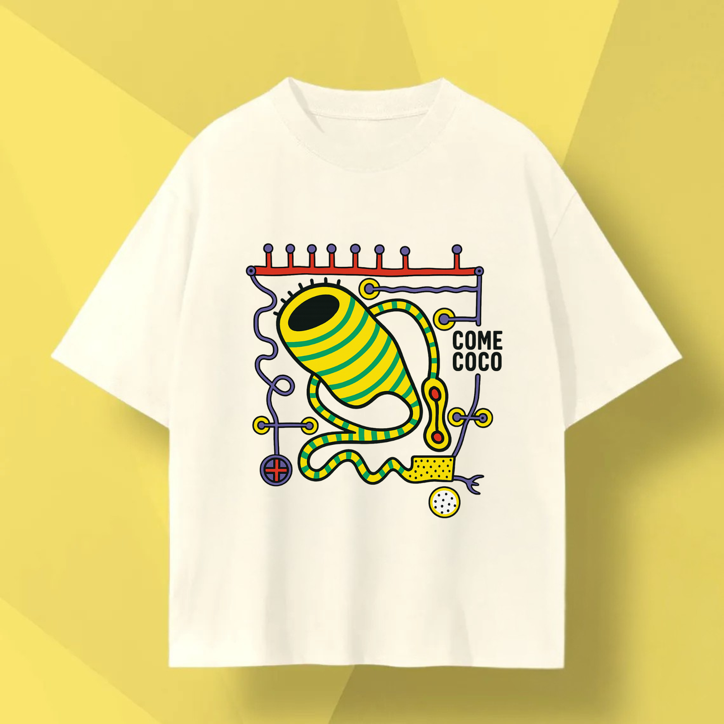 Camiseta Gráfica Come Coco: Arte Tecno-Orgánico, Diseño Surrealista