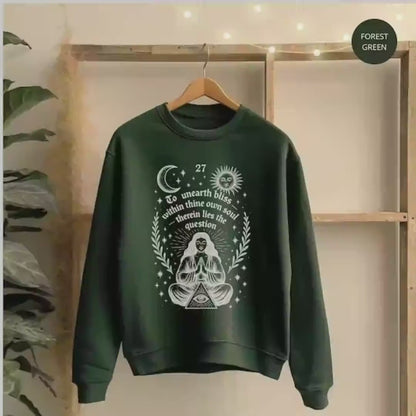 Sweatshirt mit esoterischem Motiv: Allsehendes Auge, Sonne &amp; Mond – Inspirierender Pullover, Himmlisches, Spirituelles Geschenk