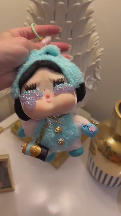 Custom Crybaby Plush Doll, Crying Again Serie, Bedazzled Unique Handmade Pop Mart Makeover