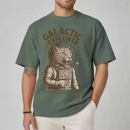 Camiseta Comfort Colors de Leopardo: Impresión de Gato Espacial, Camiseta Unisex de Gato Astronauta, Jaguar en el Espacio