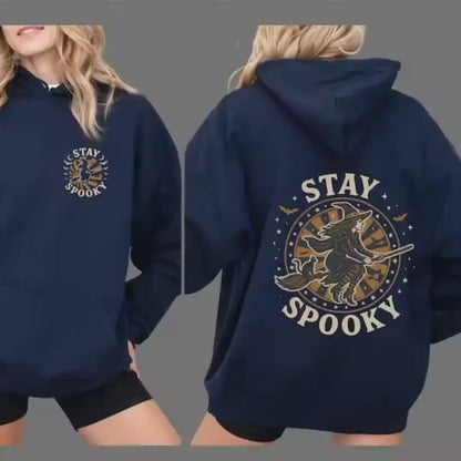 Stay Spooky Halloween Hoodie: Vintage Witch Oversized Pullover