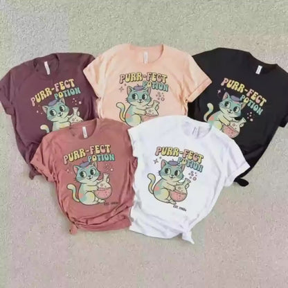 Witchy Cat T-Shirt Pastel 80s Vintage Style, Potions Unisex Cotton Bella + Canvas