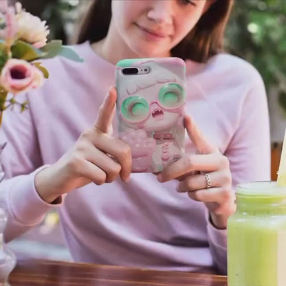 Custom Skullpanda Cat Aesthetic Porcelain Phone Cover for iPhone 11-16